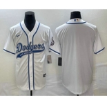 Men's Los Angeles Dodgers White Blank With Patch Cool Base Stitched Baseball Jerseys