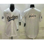 Men's Los Angeles Dodgers White Team Big Logo Cool Base Stitched Baseball Jersey2