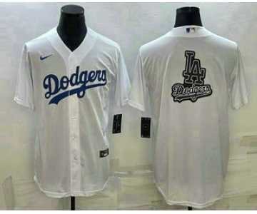 Men's Los Angeles Dodgers White Team Big Logo Cool Base Stitched Baseball Jerseys