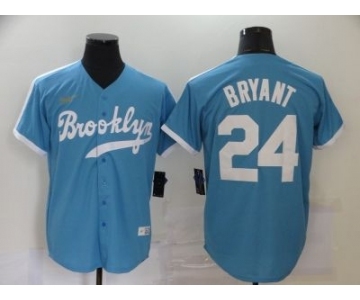 Men's Nike Brooklyn Dodgers #24 Kobe Bryant Light Blue Alternate 2020 Cooperstown Collection Baseball Jersey