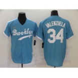 Men's Nike Brooklyn Dodgers #34 Fernando Valenzuela Light Blue Alternate 2020 Cooperstown Collection Baseball Jersey