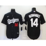 Men's Nike Dodgers #14 Enrique Hernandez Black 2020 Turn Back The Clock Baseball Jersey