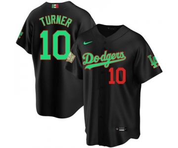 Men's Nike Los Angeles Dodgers #10 Justin Turner Mexico Black Stitched Baseball Jersey