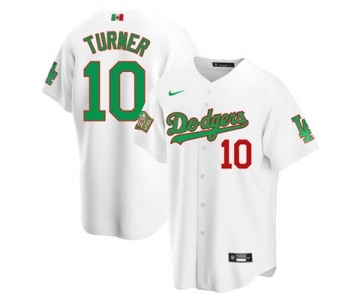 Men's Nike Los Angeles Dodgers #10 Justin Turner Mexico White Stitched Baseball Jersey