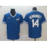 Men's Nike  Los Angeles Dodgers #14 Hernandez Blue M&N MLB Jersey