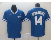 Men's Nike  Los Angeles Dodgers #14 Hernandez Blue M&N MLB Jersey