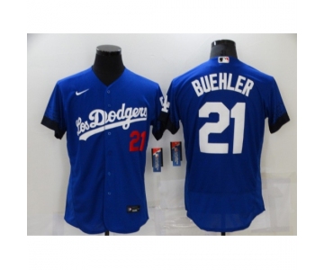 Men's Nike Los Angeles Dodgers #21 Walker Buehler Blue Elite City Player Jersey