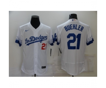 Men's Nike Los Angeles Dodgers #21 Walker Buehler White Elite City Player Jersey