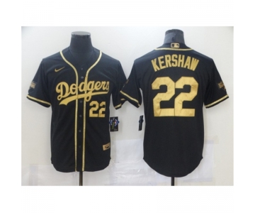 Men's Nike Los Angeles Dodgers #22 Clayton Kershaw Black Gold Authentic Jersey