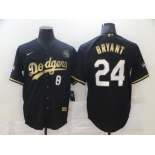 Men's Nike Los Angeles Dodgers #24 Kobe Bryant Black-White Champions Authentic Jersey