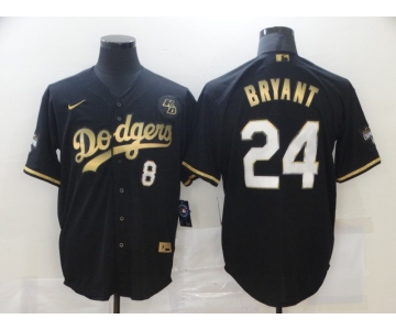 Men's Nike Los Angeles Dodgers #24 Kobe Bryant Black-White Champions Authentic Jersey