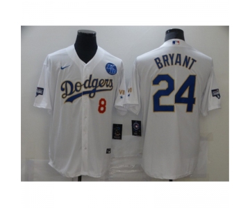 Men's Nike Los Angeles Dodgers #24 Kobe Bryant White Champions Authentic Jersey