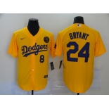 Men's Nike Los Angeles Dodgers #24 Kobe Bryant yellow Jersey