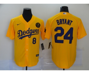 Men's Nike Los Angeles Dodgers #24 Kobe Bryant yellow Jersey