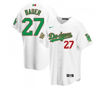 Men's Nike Los Angeles Dodgers #27 Trevor Bauer Mexico White Stitched Baseball Jersey