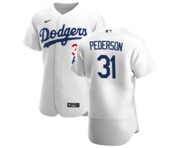 Men's Nike Los Angeles Dodgers #31 Joc Pederson White Home 2020 Authentic Player Baseball Jersey