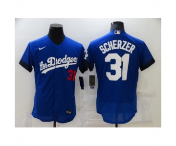 Men's Nike Los Angeles Dodgers #31 Max Scherzer Blue Elite City Player Jersey