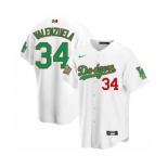 Men's Nike Los Angeles Dodgers #34 Fernando Valenzuela Mexico White Stitched Baseball Jersey