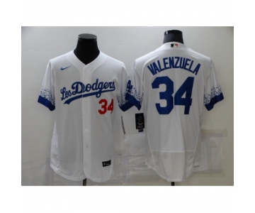 Men's Nike Los Angeles Dodgers #34 Fernando Valenzuela White Elite City Player Jersey