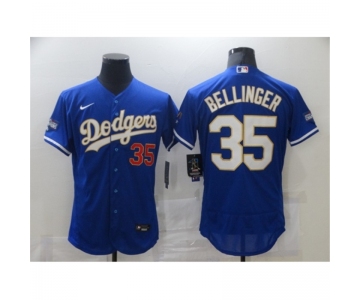 Men's Nike Los Angeles Dodgers #35 Cody Bellinger Blue Elite Champions Authentic Jersey