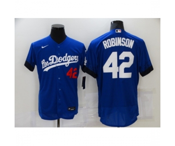 Men's Nike Los Angeles Dodgers #42 Jackie Robinson Blue Elite City Player Jersey