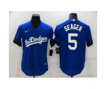 Men's Nike Los Angeles Dodgers #5 Corey Seager Blue Game City Player Jersey