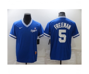 Men's Nike Los Angeles Dodgers #5 Freddie Freeman Blue Throwback Jersey