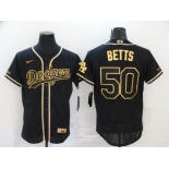 Men's Nike Los Angeles Dodgers #50 Mookie Betts Black Gold Authentic Jersey