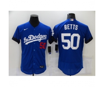 Men's Nike Los Angeles Dodgers #50 Mookie Betts Blue Elite City Player Jersey