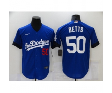 Men's Nike Los Angeles Dodgers #50 Mookie Betts Blue Game City Player Jersey