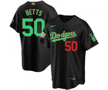 Men's Nike Los Angeles Dodgers #50 Mookie Betts Mexico Black Stitched Baseball Jersey