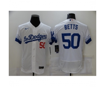 Men's Nike Los Angeles Dodgers #50 Mookie Betts White Elite City Player Jersey