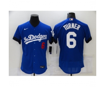 Men's Nike Los Angeles Dodgers #6 Trea Turner Blue Elite City Player Jersey