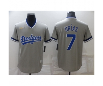 Men's Nike Los Angeles Dodgers #7 Julio Urias Gray Throwback Jersey