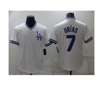 Men's Nike Los Angeles Dodgers #7 Julio Urias White Throwback Jersey