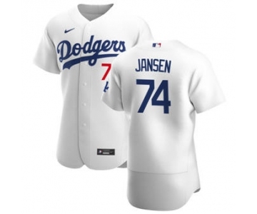 Men's Nike Los Angeles Dodgers #74 Kenley Jansen White Home 2020 Authentic Player Baseball Jersey