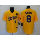 Men's Nike Los Angeles Dodgers #8 Kobe Bryant yellow Baseball Jersey