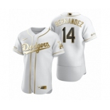 Men'sLos Angeles Dodgers #14 Enrique Hernandez Nike White Authentic Golden Edition Jersey