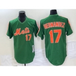 Men's New York Mets #17 Keith Hernandez Green Mesh Throwback Jersey