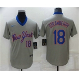 Men's New York Mets #18 Darryl Strawberry Grey Throwback Cooperstown Stitched MLB Cool Base Nike Jersey