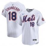 Men's New York Mets #18 Darryl Strawberry White 2024 Home Limited Stitched Baseball Jersey