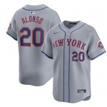 Men's New York Mets #20 Pete Alonso 2024 Gray Away Limited Stitched Baseball Jersey