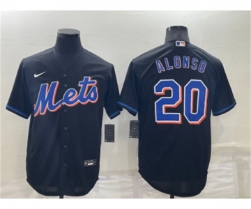 Men's New York Mets #20 Pete Alonso Black Stitched MLB Cool Base Nike Jersey