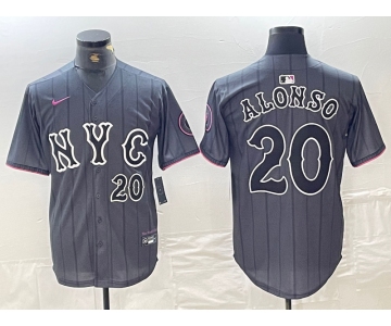 Men's New York Mets #20 Pete Alonso Number Grey 2024 City Connect Cool Base Stitched Jersey