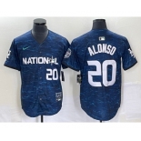 Men's New York Mets #20 Pete Alonso Number Royal 2023 All Star Cool Base Stitched Baseball Jersey