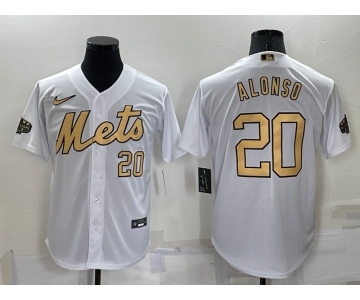 Men's New York Mets #20 Pete Alonso Number White 2022 All Star Stitched Cool Base Nike Jersey