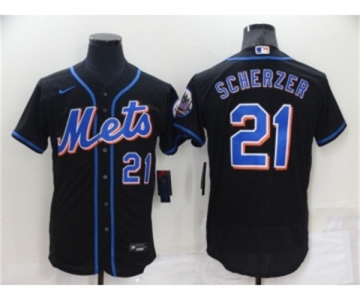 Men's New York Mets #21 Max Scherzer Black Stitched MLB Flex Base Nike Jersey