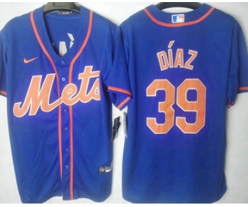 Men's New York Mets #39 Edwin Diaz Blue Stitched MLB Cool Base Nike Jersey