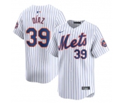 Men's New York Mets #39 Edwin Diaz White 2024 Home Limited Stitched Baseball Jersey