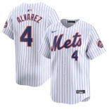 Men's New York Mets #4 Francisco Alvarez White 2024 Home Limited Stitched Baseball Jersey